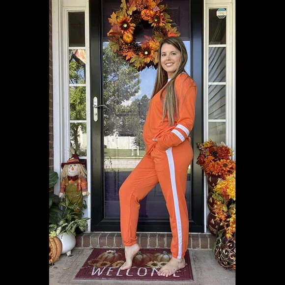 Classic Crewneck Sweatsuit Set Y2K Chic Loungewear Pullover Tops Joggers - Picture 14 of 14